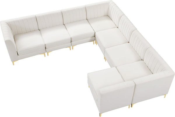 Alina Velvet / Engineered Wood / Metal / Foam Contemporary Cream Velvet Modular Sectional - 119" W x 119" D x 31" H