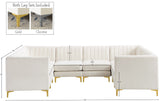 Alina Velvet / Engineered Wood / Metal / Foam Contemporary Cream Velvet Modular Sectional - 119" W x 93" D x 31" H