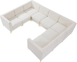 Alina Velvet / Engineered Wood / Metal / Foam Contemporary Cream Velvet Modular Sectional - 119" W x 93" D x 31" H