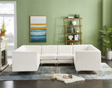 Alina Velvet / Engineered Wood / Metal / Foam Contemporary Cream Velvet Modular Sectional - 119" W x 93" D x 31" H