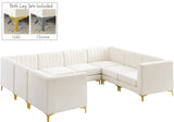 Alina Velvet / Engineered Wood / Metal / Foam Contemporary Cream Velvet Modular Sectional - 119" W x 93" D x 31" H