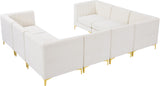 Alina Velvet / Engineered Wood / Metal / Foam Contemporary Cream Velvet Modular Sectional - 119" W x 93" D x 31" H