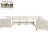 Alina Velvet / Engineered Wood / Metal / Foam Contemporary Cream Velvet Modular Sectional - 145" W x 93" D x 31" H