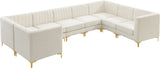 Alina Velvet / Engineered Wood / Metal / Foam Contemporary Cream Velvet Modular Sectional - 145" W x 93" D x 31" H