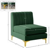 Alina Velvet / Engineered Wood / Metal / Foam Contemporary Green Velvet Armless Chair - 26" W x 33.5" D x 31" H