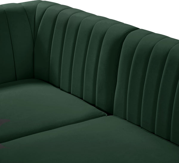 Alina Velvet / Engineered Wood / Metal / Foam Contemporary Green Velvet Armless Chair - 26" W x 33.5" D x 31" H