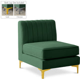 Alina Velvet / Engineered Wood / Metal / Foam Contemporary Green Velvet Armless Chair - 26" W x 33.5" D x 31" H