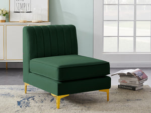 Alina Velvet / Engineered Wood / Metal / Foam Contemporary Green Velvet Armless Chair - 26" W x 33.5" D x 31" H