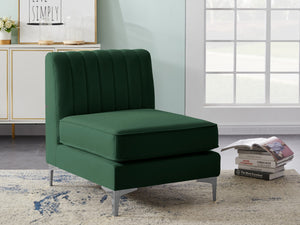 Alina Velvet / Engineered Wood / Metal / Foam Contemporary Green Velvet Armless Chair - 26" W x 33.5" D x 31" H