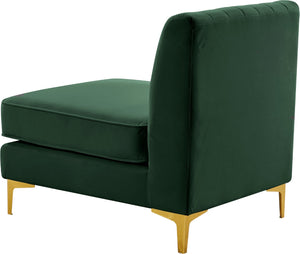 Alina Velvet / Engineered Wood / Metal / Foam Contemporary Green Velvet Armless Chair - 26" W x 33.5" D x 31" H