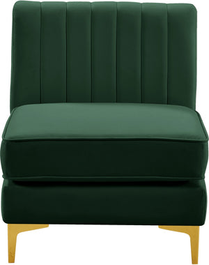 Alina Velvet / Engineered Wood / Metal / Foam Contemporary Green Velvet Armless Chair - 26" W x 33.5" D x 31" H