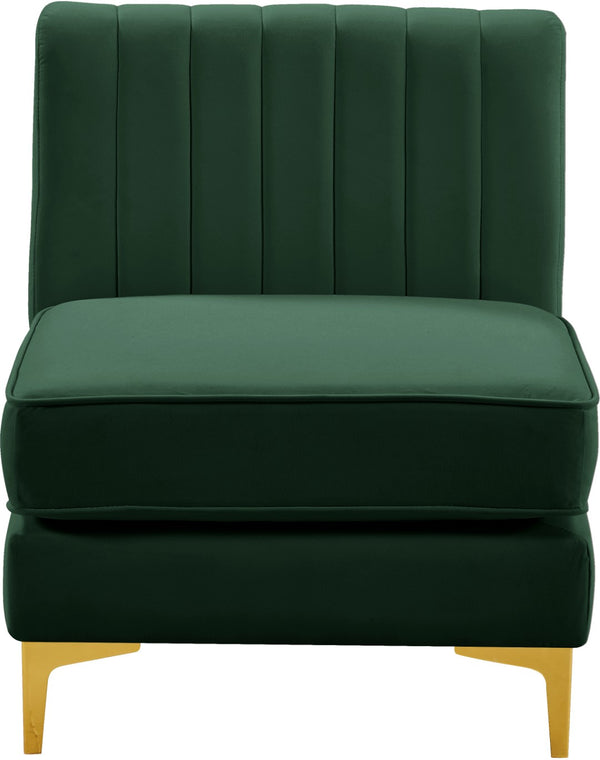Alina Velvet / Engineered Wood / Metal / Foam Contemporary Green Velvet Armless Chair - 26" W x 33.5" D x 31" H