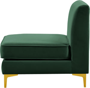 Alina Velvet / Engineered Wood / Metal / Foam Contemporary Green Velvet Armless Chair - 26" W x 33.5" D x 31" H