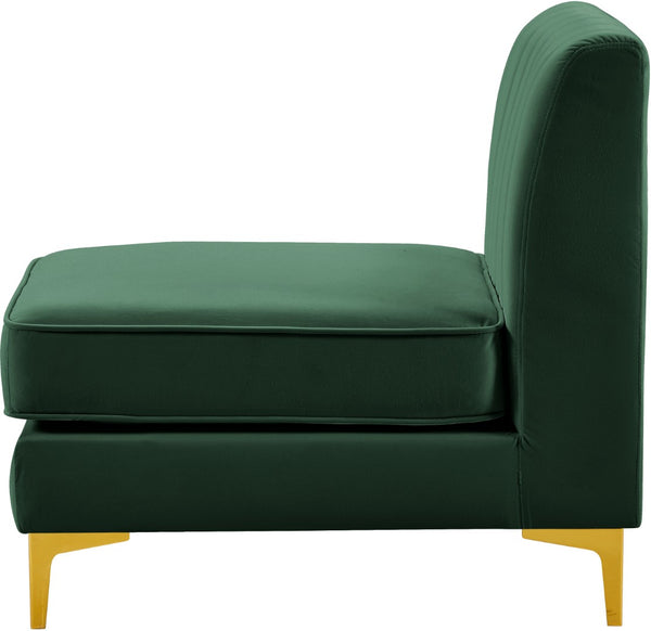 Alina Velvet / Engineered Wood / Metal / Foam Contemporary Green Velvet Armless Chair - 26" W x 33.5" D x 31" H