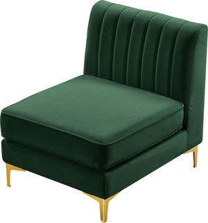 Alina Velvet / Engineered Wood / Metal / Foam Contemporary Green Velvet Armless Chair - 26" W x 33.5" D x 31" H