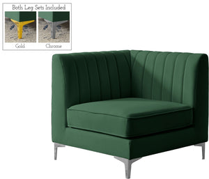 Alina Velvet / Engineered Wood / Metal / Foam Contemporary Green Velvet Corner Chair - 33.5" W x 33.5" D x 31" H