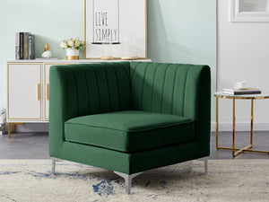 Alina Velvet / Engineered Wood / Metal / Foam Contemporary Green Velvet Corner Chair - 33.5" W x 33.5" D x 31" H
