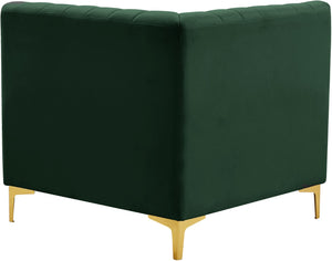 Alina Velvet / Engineered Wood / Metal / Foam Contemporary Green Velvet Corner Chair - 33.5" W x 33.5" D x 31" H