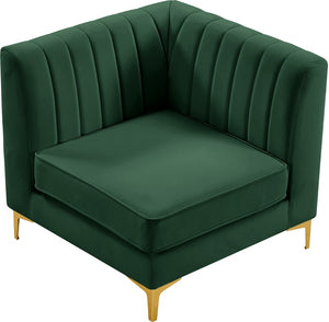 Alina Velvet / Engineered Wood / Metal / Foam Contemporary Green Velvet Corner Chair - 33.5" W x 33.5" D x 31" H