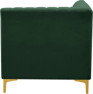 Alina Velvet / Engineered Wood / Metal / Foam Contemporary Green Velvet Corner Chair - 33.5" W x 33.5" D x 31" H