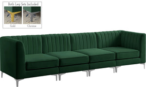 Alina Velvet / Engineered Wood / Metal / Foam Contemporary Green Velvet Modular Sectional - 119" W x 33.5" D x 31" H