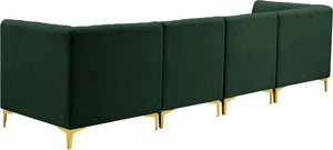 Alina Velvet / Engineered Wood / Metal / Foam Contemporary Green Velvet Modular Sectional - 119" W x 33.5" D x 31" H