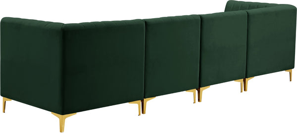 Alina Velvet / Engineered Wood / Metal / Foam Contemporary Green Velvet Modular Sectional - 119" W x 33.5" D x 31" H