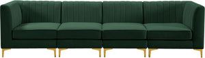 Alina Velvet / Engineered Wood / Metal / Foam Contemporary Green Velvet Modular Sectional - 119" W x 33.5" D x 31" H