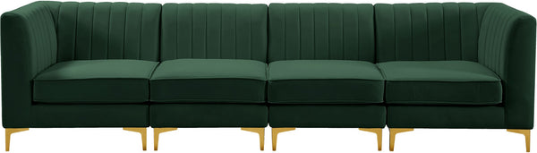 Alina Velvet / Engineered Wood / Metal / Foam Contemporary Green Velvet Modular Sectional - 119" W x 33.5" D x 31" H