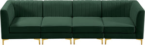 Alina Velvet / Engineered Wood / Metal / Foam Contemporary Green Velvet Modular Sectional - 119" W x 33.5" D x 31" H