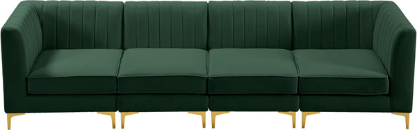 Alina Velvet / Engineered Wood / Metal / Foam Contemporary Green Velvet Modular Sectional - 119" W x 33.5" D x 31" H