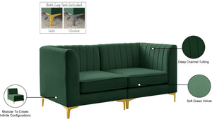 Alina Velvet / Engineered Wood / Metal / Foam Contemporary Green Velvet Modular Sectional - 67" W x 33.5" D x 31" H