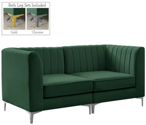Alina Velvet / Engineered Wood / Metal / Foam Contemporary Green Velvet Modular Sectional - 67" W x 33.5" D x 31" H