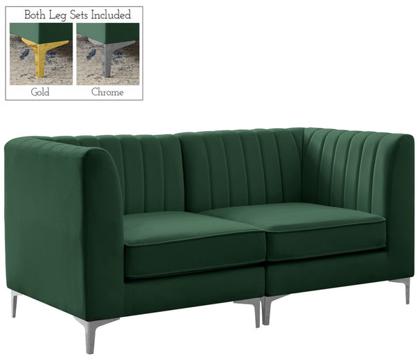 Alina Velvet / Engineered Wood / Metal / Foam Contemporary Green Velvet Modular Sectional - 67" W x 33.5" D x 31" H