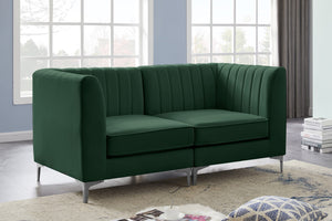 Alina Velvet / Engineered Wood / Metal / Foam Contemporary Green Velvet Modular Sectional - 67" W x 33.5" D x 31" H