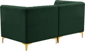 Alina Velvet / Engineered Wood / Metal / Foam Contemporary Green Velvet Modular Sectional - 67" W x 33.5" D x 31" H
