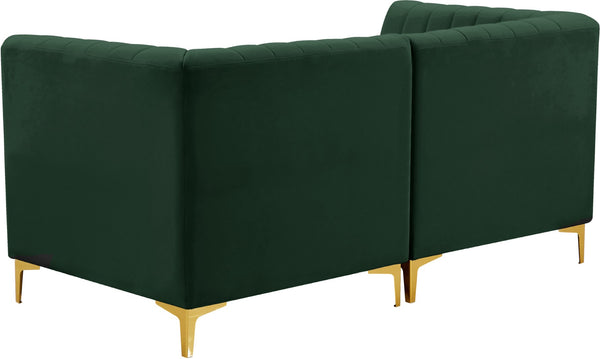 Alina Velvet / Engineered Wood / Metal / Foam Contemporary Green Velvet Modular Sectional - 67" W x 33.5" D x 31" H