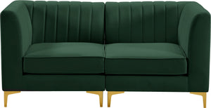 Alina Velvet / Engineered Wood / Metal / Foam Contemporary Green Velvet Modular Sectional - 67" W x 33.5" D x 31" H