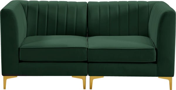 Alina Velvet / Engineered Wood / Metal / Foam Contemporary Green Velvet Modular Sectional - 67" W x 33.5" D x 31" H