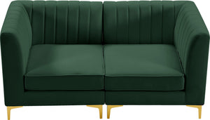 Alina Velvet / Engineered Wood / Metal / Foam Contemporary Green Velvet Modular Sectional - 67" W x 33.5" D x 31" H