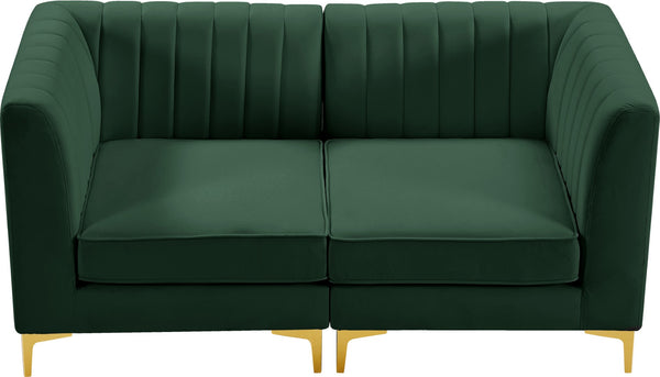 Alina Velvet / Engineered Wood / Metal / Foam Contemporary Green Velvet Modular Sectional - 67" W x 33.5" D x 31" H