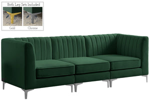 Alina Velvet / Engineered Wood / Metal / Foam Contemporary Green Velvet Modular Sectional - 93" W x 33.5" D x 31" H