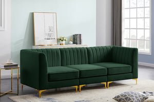 Alina Velvet / Engineered Wood / Metal / Foam Contemporary Green Velvet Modular Sectional - 93" W x 33.5" D x 31" H