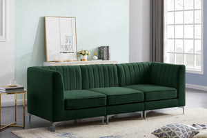 Alina Velvet / Engineered Wood / Metal / Foam Contemporary Green Velvet Modular Sectional - 93" W x 33.5" D x 31" H
