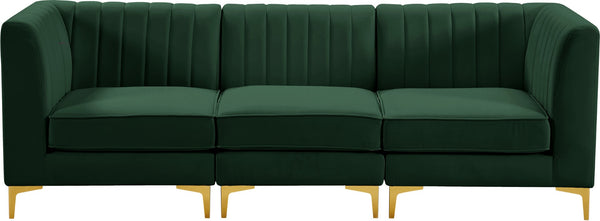 Alina Velvet / Engineered Wood / Metal / Foam Contemporary Green Velvet Modular Sectional - 93" W x 33.5" D x 31" H