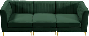 Alina Velvet / Engineered Wood / Metal / Foam Contemporary Green Velvet Modular Sectional - 93" W x 33.5" D x 31" H