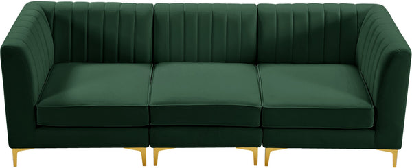 Alina Velvet / Engineered Wood / Metal / Foam Contemporary Green Velvet Modular Sectional - 93" W x 33.5" D x 31" H