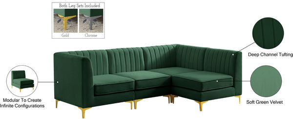 Alina Velvet / Engineered Wood / Metal / Foam Contemporary Green Velvet Modular Sectional - 93" W x 67" D x 31" H