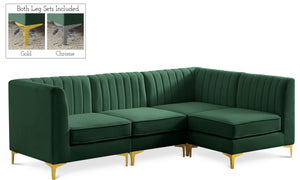 Alina Velvet / Engineered Wood / Metal / Foam Contemporary Green Velvet Modular Sectional - 93" W x 67" D x 31" H