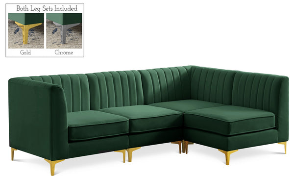 Alina Velvet / Engineered Wood / Metal / Foam Contemporary Green Velvet Modular Sectional - 93" W x 67" D x 31" H